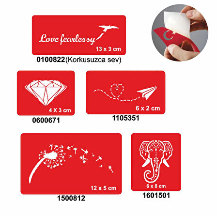 Filli 5'li Set Geçici Dövme Kına Şablonu