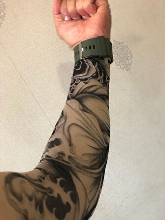 Giyilebilir Çorap Dövme Alev Dövmesi Çift Kol