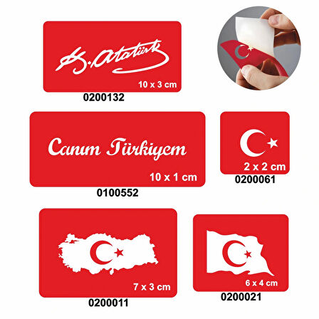 Canım Türkiyem 5'li Set Geçici Dövme Kına Şablonu