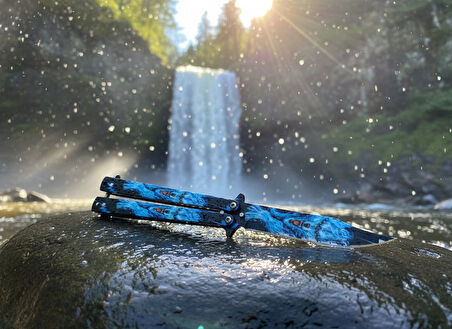 AlsepeteAvm Mavi Kurt Baskılı Tanto Kamp Çakısı