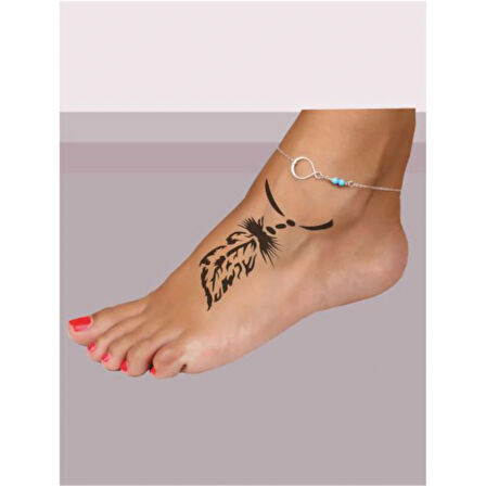 Halhal Kuş Tüyü Tattoo Geçici Dövme Şablonları Kına Kalıpları