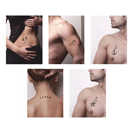 Gökyüzü 5'li Set Geçici Dövme Kına Şablonu