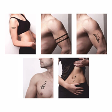 Yıldız Şerit Desenleri Hint Kınası ile Geçici Dövme Yapma Seti