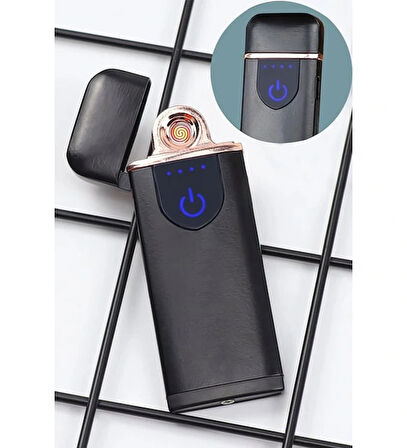 Kapaklı Işıklı USB Şarjlı Çakmak Alevsiz Elektronik Çakmak