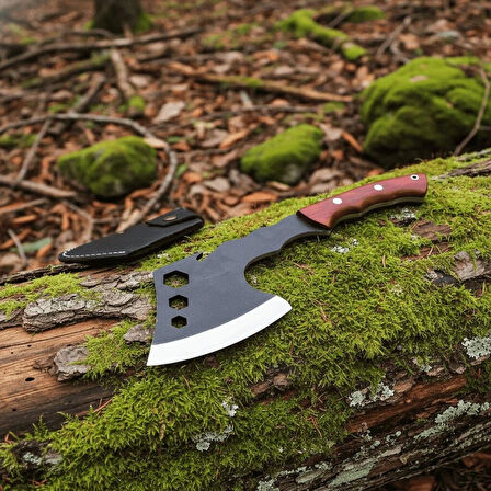 El Yapımı Yerli Üretim Deri Kılıflı Kamp Baltası