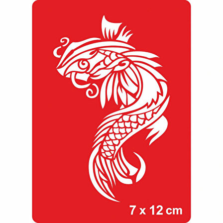 Koi Balığı Tattoo Geçici Dövme Şablonları Kına Kalıpları
