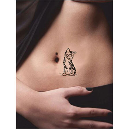 Güzel Kedi Tekir Tattoo Geçici Dövme Şablonları Kına Kalıpları