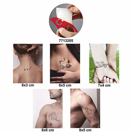 Sarmaş Dolaş Desenler 5 li Set Geçici Dövme Kına Şablonu