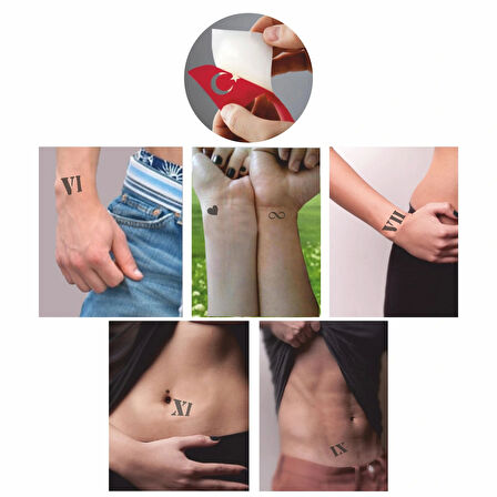 Roma Rakamı 5'li Set Dövme Kına Şablonu