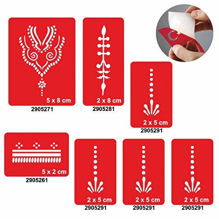 Çiçekli Kubbe 5'li Set Geçici Dövme Kına Şablonu