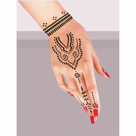 Çiçekli Kubbe 5'li Set Geçici Dövme Kına Şablonu