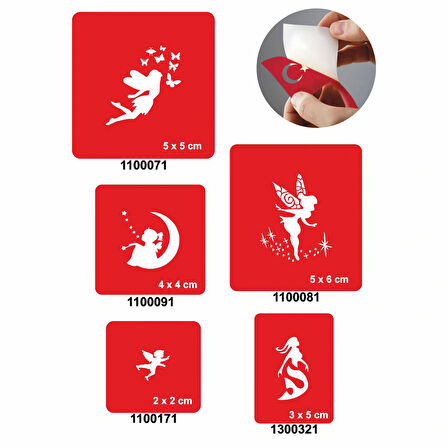 Melek Dünyası 5'li Set Geçici Dövme Kına Şablonu