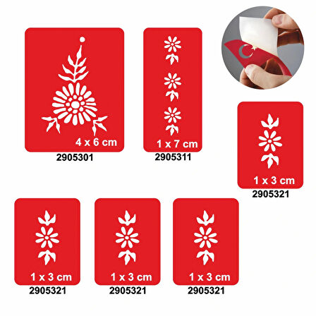 Papatya Bahçesi 5'li Set Geçici Dövme Kına Şablonu