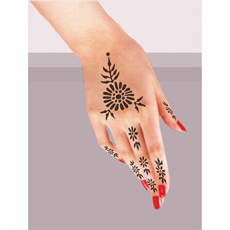 Papatya Bahçesi 5'li Set Geçici Dövme Kına Şablonu