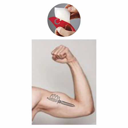 Muşta Kama Hançer  Tattoo Geçici Dövme Şablonları Kına Kalıpları