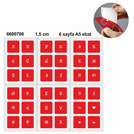 Küçük Boy Gotik Font Harf  Şablonu 6 Sayfa 1.5 CM