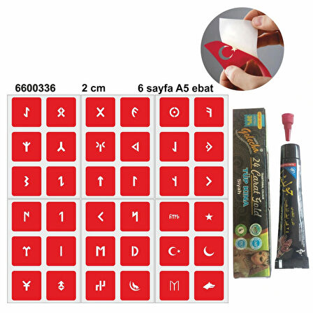 Göktürkçe Harfler Hint Kınası ile Geçici Dövme Yapma Seti