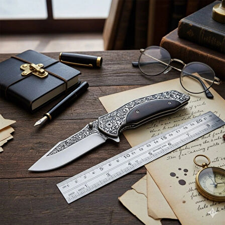 Swat Company Black İşlemeli Ahşap Kabze Kamp Çakısı