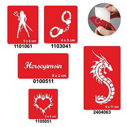 Herşeyimsin 5'li Set Geçici Dövme Kına Şablonu