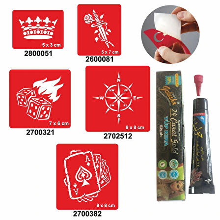 Rota ve Şans Desenleri Hint Kınası ile Geçici Dövme Yapma Seti