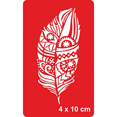 Desenli Kuş Tüyü 251 Tattoo Geçici Dövme Şablonları Kına Kalıpları