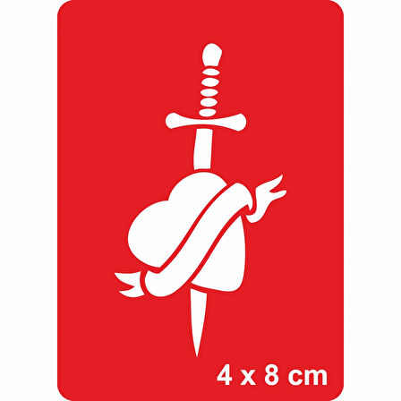 Hançer Kalp Tattoo Geçici Dövme Şablonları Kına Kalıpları