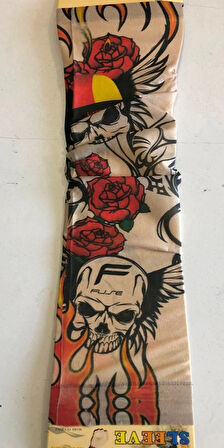 Çift Kol Giyilebilir Dövme İskeletor Desenler Tattoo Sleeve