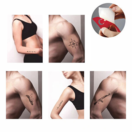 Şanslı Dövmeler 5'li Set Geçici Dövme Kına Şablonu