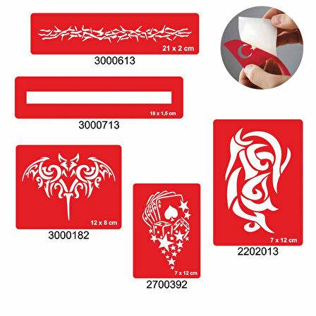 Güçlü Erkek Modelleri 5'li Set Geçici Dövme Kına Şablonu