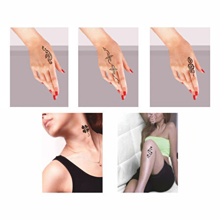 Arajman Çiçekler 5'li Set Geçici Dövme Kına Şablonu