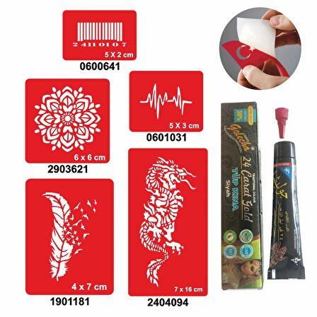 Örtücü Kapatma Desenleri Hint Kınası ile Geçici Dövme Yapma Seti