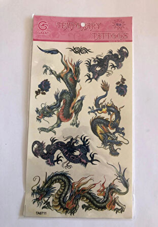 Ejderhalar Yapıştırma Sticker Dövme Geçici Dövme Temporary Tattoos