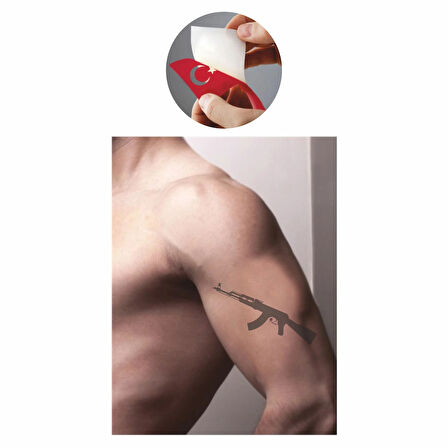Saldırı Tüfeği Silah  Tattoo Geçici Dövme Şablonları Kına Kalıpları