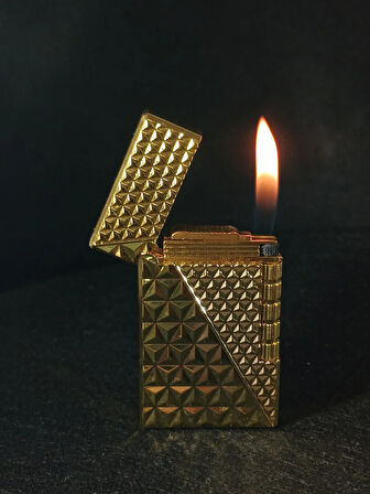 Elmas Kesim Altın Renkli Gazlı Metal Çakmak