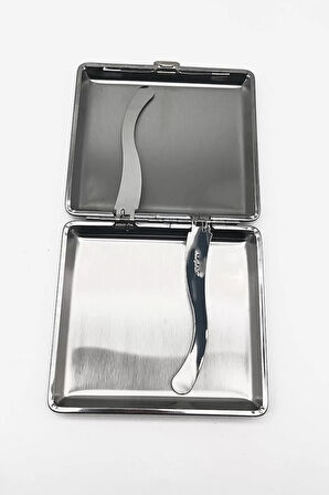 AlsepeteAvm Gümüş Metal Sigara Tabakası Ve Çakmak