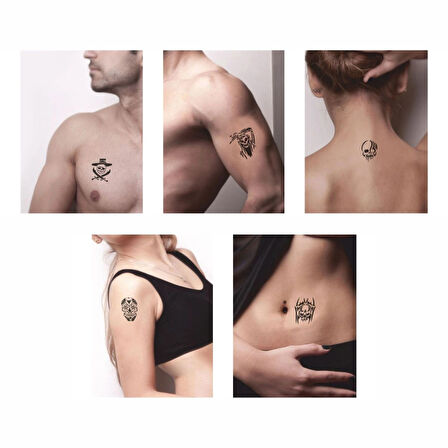 İskeletler 5'li Set Geçici Dövme Kına Şablonu