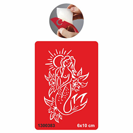 Güneşlenen Deniz Kızı  Tattoo Geçici Dövme Şablonları Kına Kalıpları