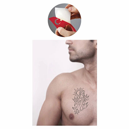 Güneşlenen Deniz Kızı  Tattoo Geçici Dövme Şablonları Kına Kalıpları