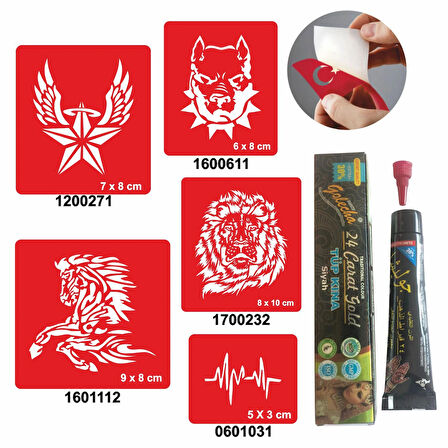 Vahşi Hayvan Desenleri Hint Kınası ile Geçici Dövme Yapma Seti