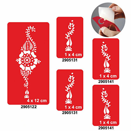 Menekşe Ve Yapraklar 5'li Set Geçici Dövme Kına Şablonu