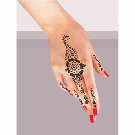 Menekşe Ve Yapraklar 5'li Set Geçici Dövme Kına Şablonu