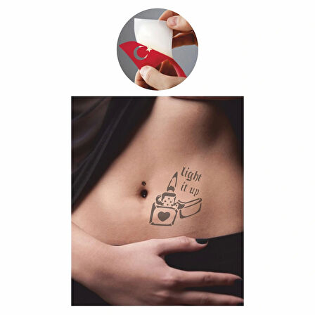 Işığımla Aydınlan Çakmak Ateş  Tattoo Geçici Dövme Şablonları Kına Kalıpları