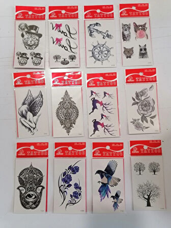 12 Adet Birden Minimal Yapıştırma Dövme Model 1