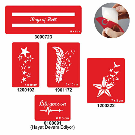 Kuşlar Ve Yıldızlar 5'li Set Geçici Dövme Kına Şablonu