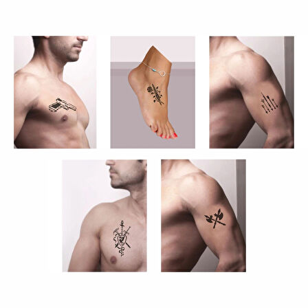 Savaş Aletleri Desenleri Hint Kınası ile Geçici Dövme Yapma Seti