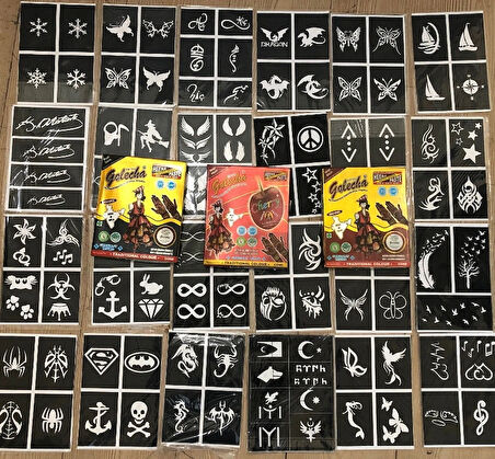 50 Sayfa Kına Deseni ve 12 Tüp Golecha Kına Seti