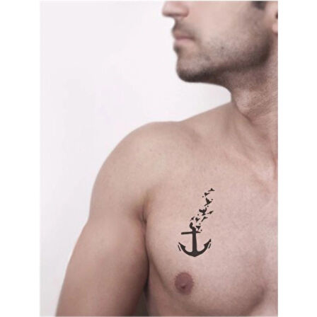 Martılar ve Deniz Çapa  Tattoo Geçici Dövme Şablonları Kına Kalıpları