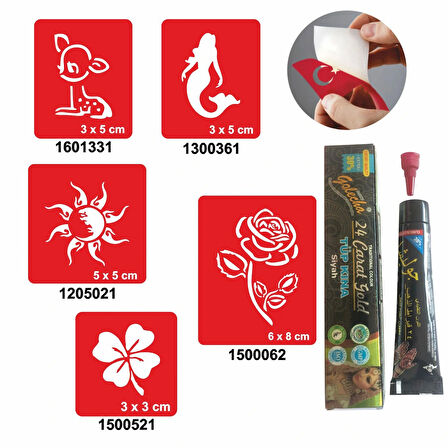 Zarif Kadın Desenleri Hint Kınası ile Geçici Dövme Yapma Seti