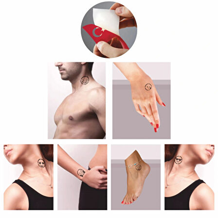 Sevimli Emojiler 5'li Set Geçici Dövme Kına Şablonu