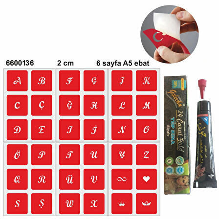 Kare Harfler Hint Kınası ile Geçici Dövme Yapma Seti